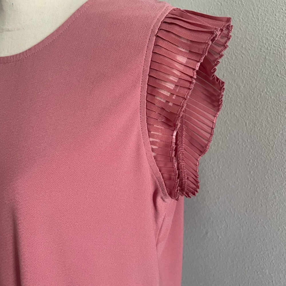 Love Scarlett Pleated Ruffle Sleeve Blouse Pink Size Large - Picture 6 of 9